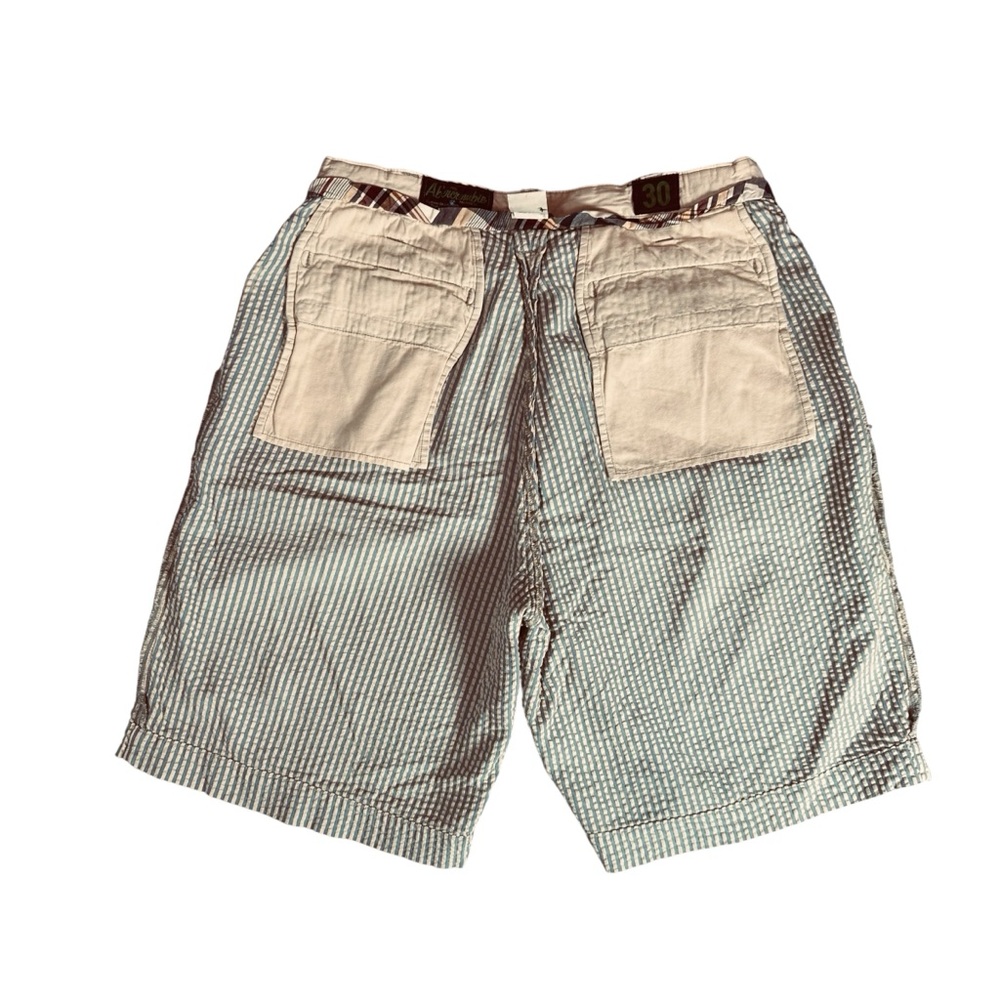 Abercrombie & Fitch Seersucker Shorts Blue White Stripe Adjustable Waist 30 - Picture 4 of 6